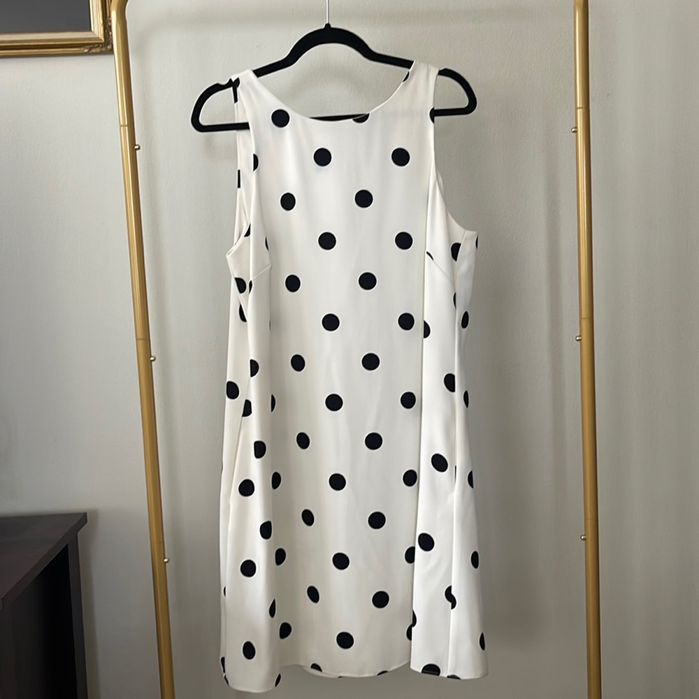 Black & White Polka Dot A-Line Sleeveless Dress